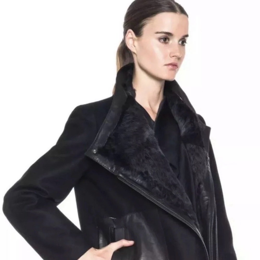 Helmut Lang Black Void Reversible Fur and Felt Jacket